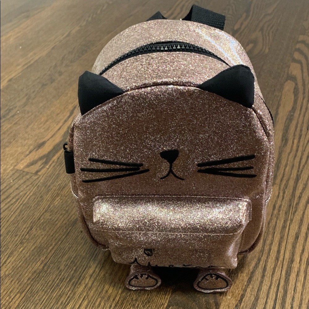 Sparkly pink cat toddler backpack